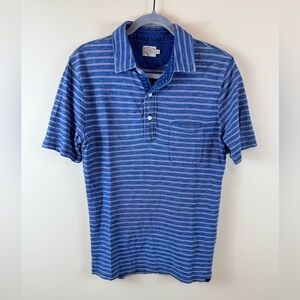 Faherty short-sleeve indigo-dyed cotton jersey polo shirt